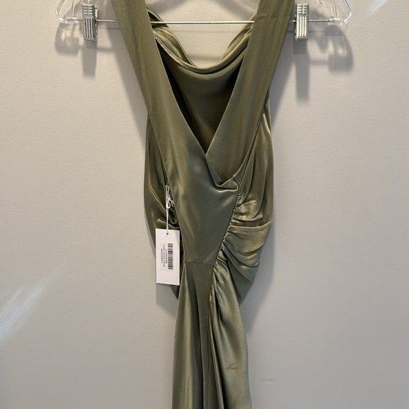 Reformation Casette Silk Dress, Artichoke Color New With Tags - Picture 7 of 7